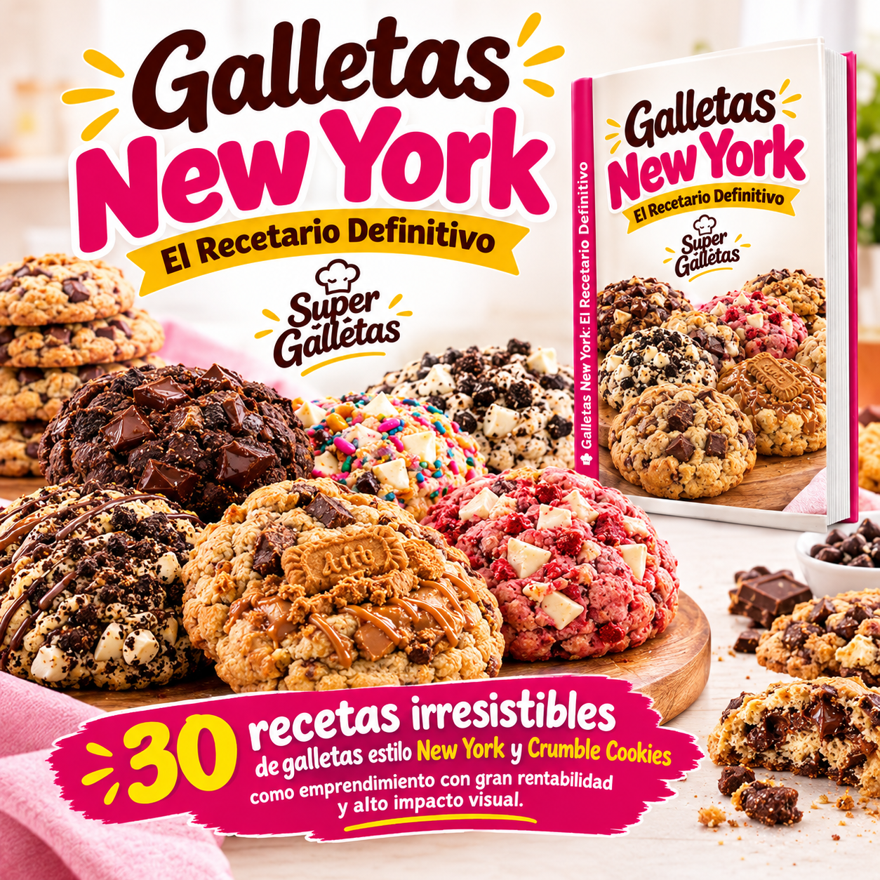 Recetario Galletas New York: 30 recetas estilo New York y Crumble Cookies