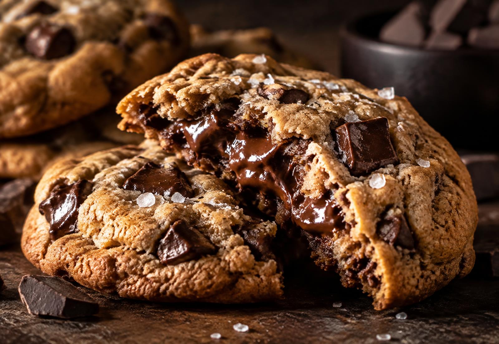 Galletas estilo Nueva York con chocolate derretido